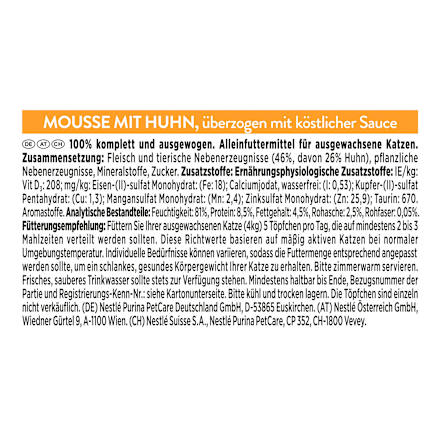 Nassfutter Katze Mousse mit Huhn, Revelations (2 x 57g) Purina Gourmet