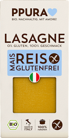 Nudeln, Lasagne aus Mais/Reis, glutenfrei PPURA