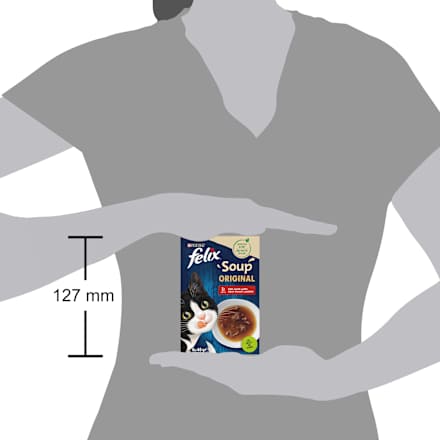 Nassfutter Katze mit Rind, Huhn & Lamm, Soup Original Multipack (6x48 g) Felix