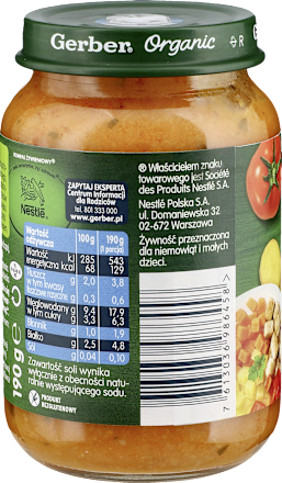 Obiadek słodkie zmieniaki z warzywami i kurczakiem Gerber Organic