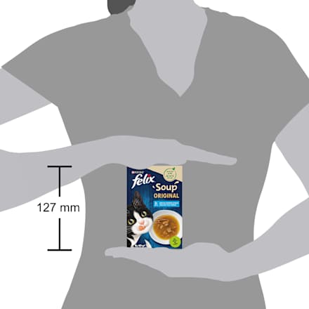 Nassfutter Katze mit Kabeljau, Thunfisch, Scholle, Soup Original, Multipack (6x48g) Felix