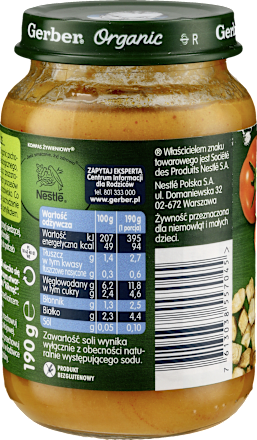 Obiadek jarzynki z indykiem w pomidorach Gerber Organic
