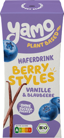 Haferdrink Berry Styles, Vanille und Blaubeere yamo