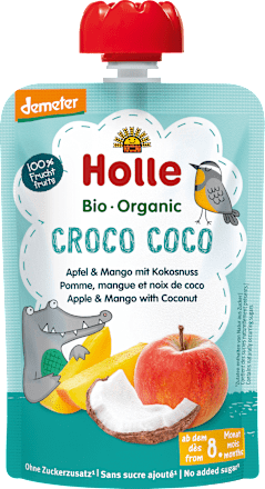 Quetschie Croco Coco, Apfel & Mango mit Kokusnuss ab 8 Monaten Holle