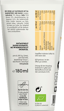 Haferdrink Choc Norris, Kakao & Banane  yamo