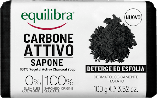 Sapone solido 100% vegetale detox con carbone attivo equilibra