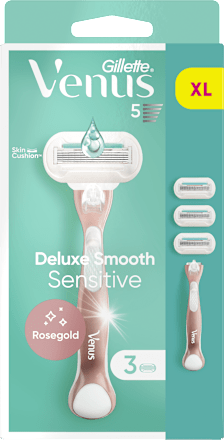 Dámsky holiaci strojček Deluxe Smooth Sensitive Rosegold + 3 náhradné holiace hlavice Gillette Venus
