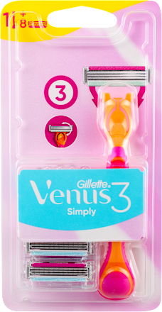 Simply 3, ženski brijač + 8 dopuna za brijač Gillette Venus