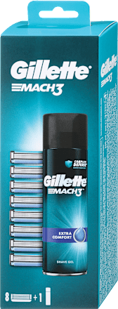 Nadomestne glave za brivnik (8x) + gel za britje Mach3 Gillette