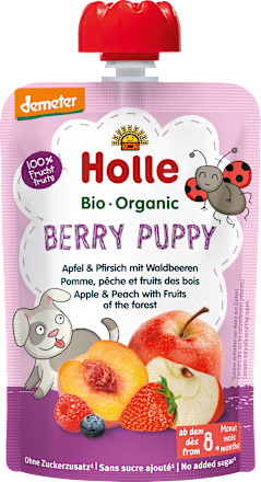 Quetschie Berry Puppy, Apfel & Pfirsich mit Waldbeeren ab 8 Monaten Holle
