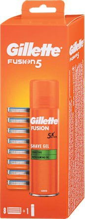 Nadomestne glave za brivnik (8x) + gel za britje Fusion5 Gillette