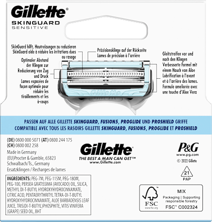 Rasierklingen Skinguard Sensitive Gillette