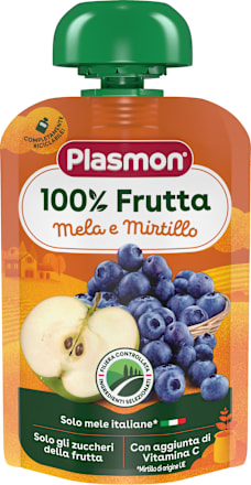 Плодова закуска ябълка и боровинки, 6+м Plasmon