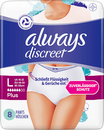 discreet Pants Inkontinenz Gr. L Plus  always