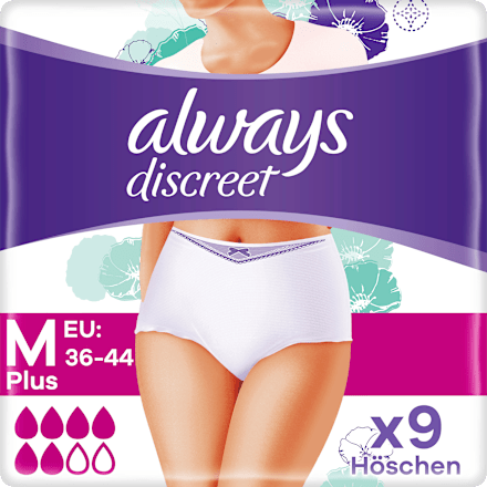 discreet Pants plus bei Inkontinenz M always