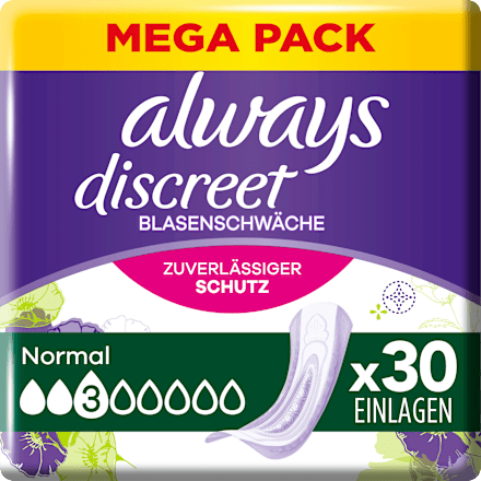 discreet Einlagen Inkontinenz Normal Mega Pack always