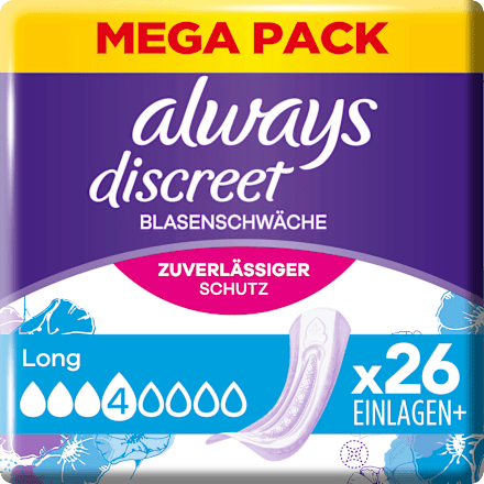 discreet Einlagen Inkontinenz Long Mega Pack always