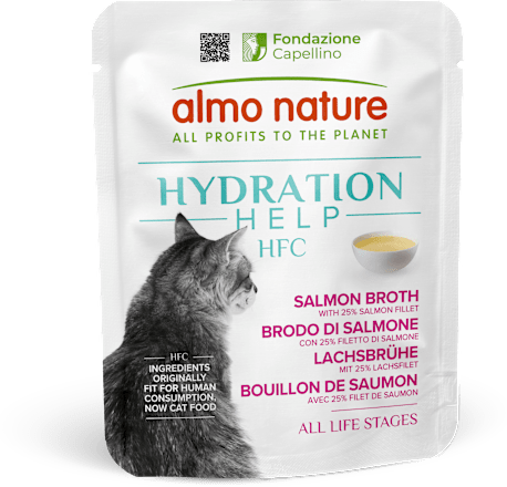Hydration brodo di salmone per gatti almo nature