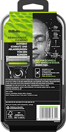 Rasierer, Labs mit 2 Klingen und Reiseetui Gillette