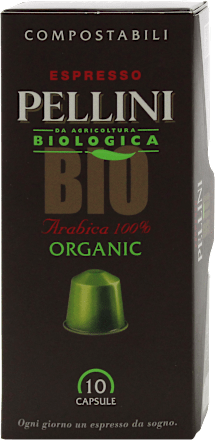 Caffè espresso bio 100% arabica tostato e macinato, in capsule compostabili ESPRESSO PELLINI BIO