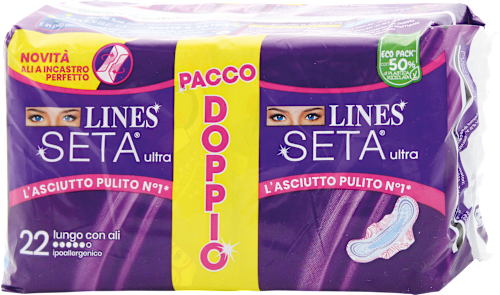 Assorbenti Seta Ultra Lungo con ali pacco doppio LINES