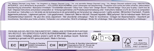 discreet Einlagen bei Blasenschwäche Long Plus Monatspack always