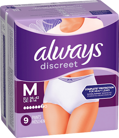 discreet Pants Inkontinenz Plus Gr. M, Vorteilspack (4x9 St) always