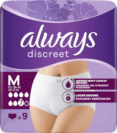 discreet Pants Inkontinenz Plus Gr. M, Vorteilspack (4x9 St) always