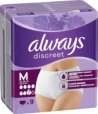 discreet Pants Inkontinenz Plus Gr. M, Vorteilspack (4x9 St) always