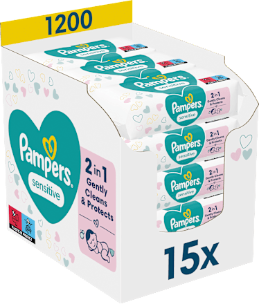 Feuchttücher sensitive (15x80 St), Vorteilspack Pampers