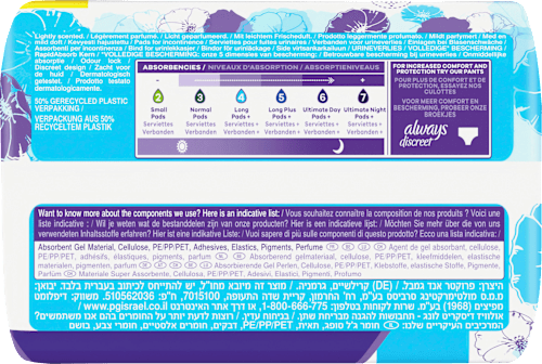 discreet Einlagen Inkontinenz Long Mega Pack always