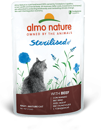 Cibo umido per gatti Sterilised con manzo almo nature