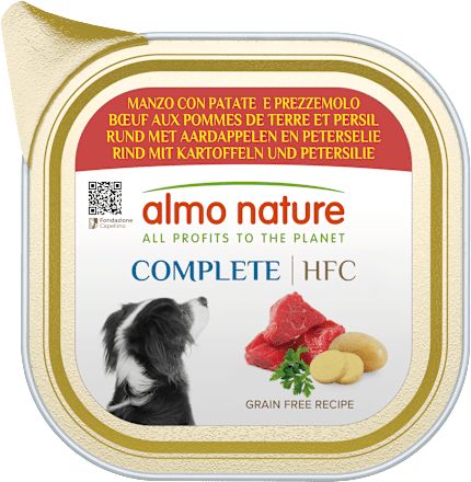 Cibo umido per cani con manzo, patate e prezzemolo almo nature