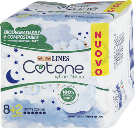 Assorbenti notte Cotone by Lines Natura con ali  LINES