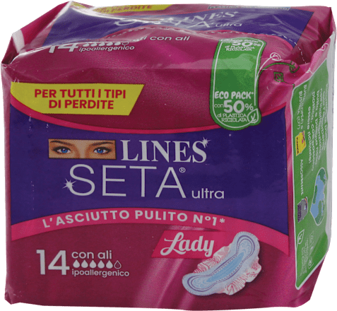 Assorbenti Seta Ultra Lady ipoallergenici con ali LINES