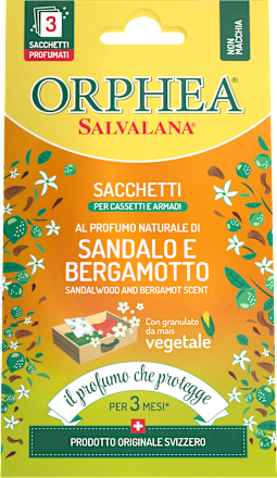 Salvalana - Sacchetti per armadi e cassetti al profumo di sandalo e bergamotto ORPHEA