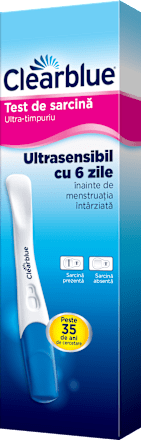 Test de sarcină Ultra-timpuriu (10 mUI), rezultate cu 6 zile mai devreme Clearblue