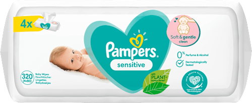 Vlhčené utierky Sensitive - 4 x 80 Pampers