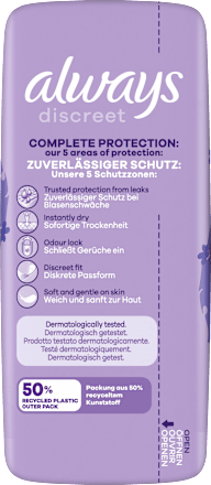 discreet Einlagen bei Blasenschwäche Long Plus Monatspack always
