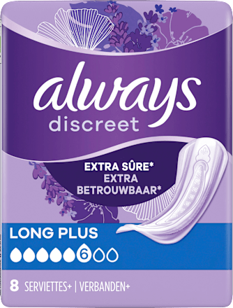 discreet Einlagen bei Blasenschwäche Long Plus Monatspack always