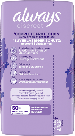 discreet Einlagen bei Blasenschwäche Long Monatspack always