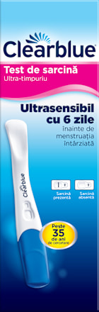 Test de sarcină Ultra-timpuriu (10 mUI), rezultate cu 6 zile mai devreme Clearblue
