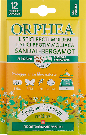 Lističi proti moljem z vonjem Sandal-bergamot Orphea