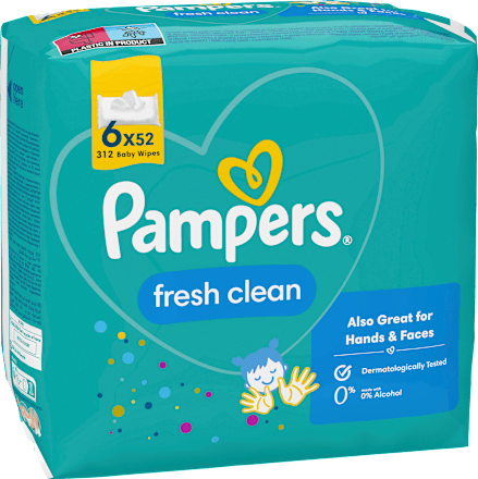 Feuchttücher Fresh Clean (6 x 52 Stück)  Pampers