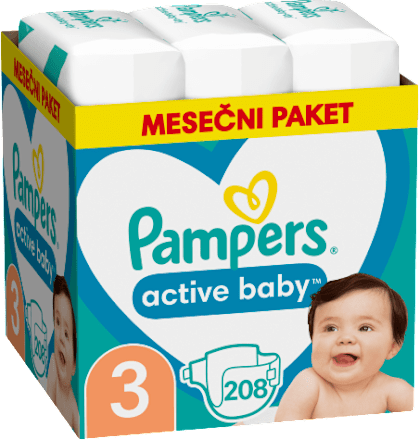 Plenice velikost 3 - mesečno pakiranje (6-10 kg) Pampers active baby