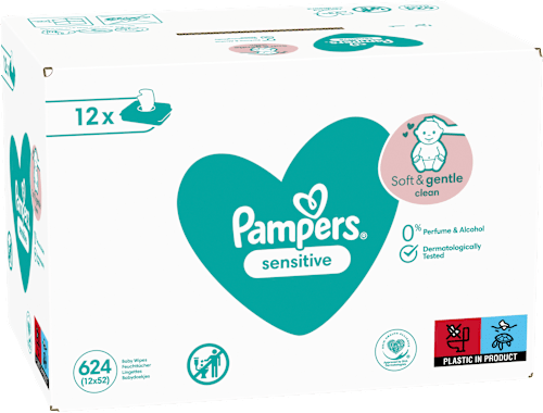 Vlhčené utierky Sensitive - 12 x 52 Pampers