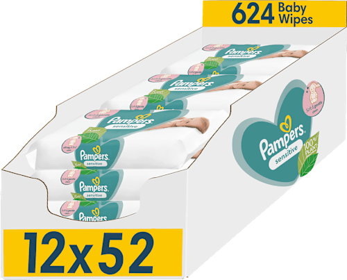 Vlhčené utierky Sensitive - 12 x 52 Pampers