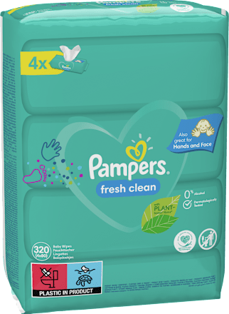 Vlhčené utierky Fresh clean - 4 x 80 Pampers