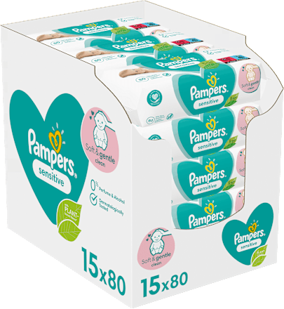 Nedves törlőkendő, Sensitive 15x80db Pampers