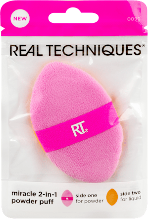 miracle 2-in-1 power puff dvostrani sunđer za nanošenje pudera i korektora REAL TECHNIQUES